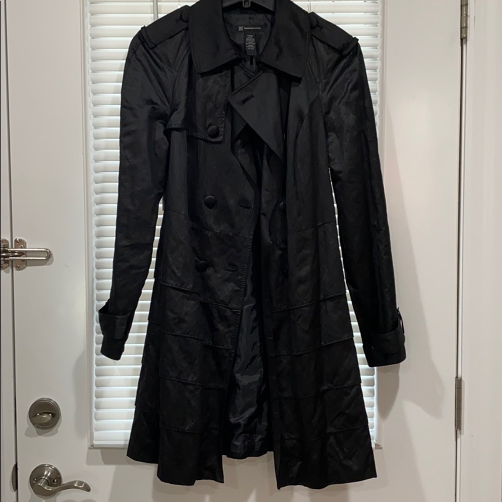 Black Belted Ruffle Trench Coat